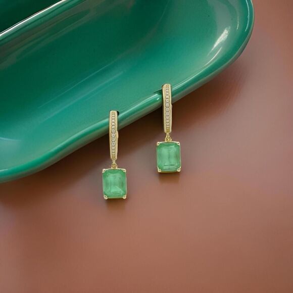 Natural Emerald Diamond Earrings 14k Yellow Gold 3.56 TCW Certified $4,975 - Picture 1 of 11